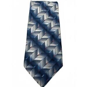 Stafford Blue Geometric Pattern Men's Neck Tie Staining